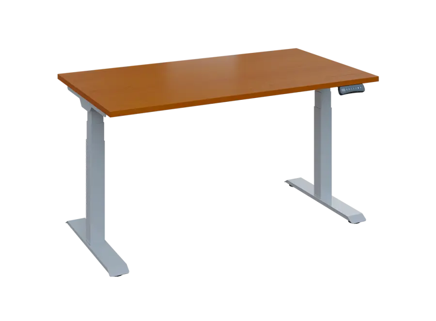 Fleximax 28-14 výškově nastavitelný stůl, kovová podnož stříbrná, deska 25 mm, široký 1400 mm, třešeň šumavská